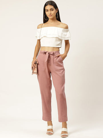 Women Orange Slim Fit Trousers