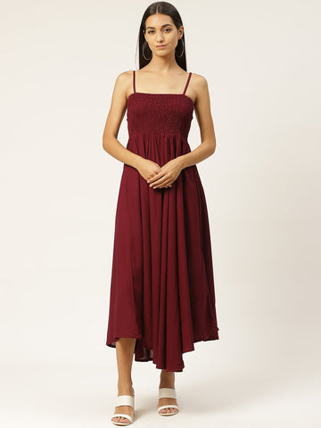 Women Empire Waist Wine Dress