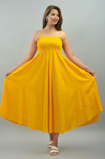 Women Fit and Flare Yellow Dress
