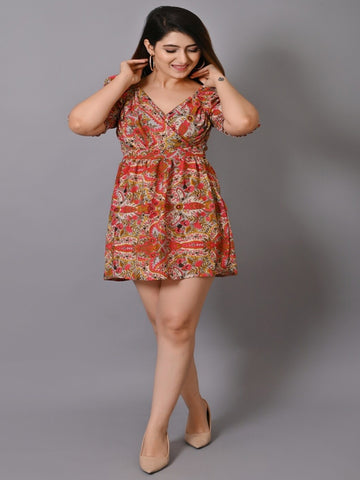 Red Floral Mini Dress