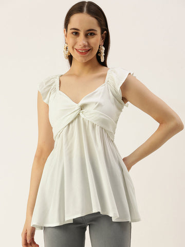 Casual Sleeveless Printed Women WHITE Top