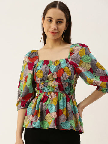 Casual Regular Sleeves Printed Women PINK Top