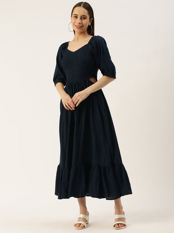 Women Fit and Flare blue Dress