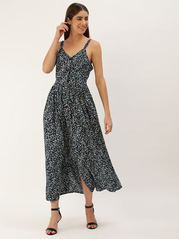 Women Fit and Flare Blue Dress