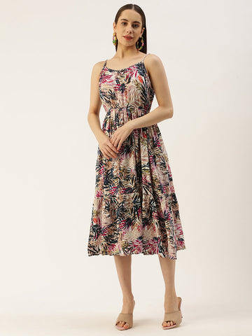 Women Fit and Flare Multicolor Dress