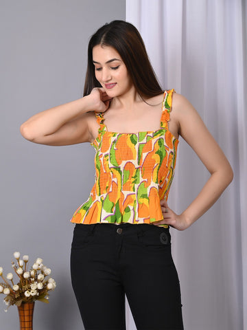 Floral Print Smocked Peplum Top