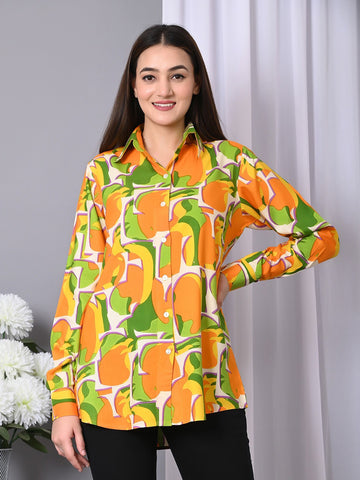 Women Abstract Printed Spread Collar Casual Shirt