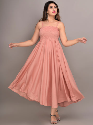 Women Fit and Flare peach Dress