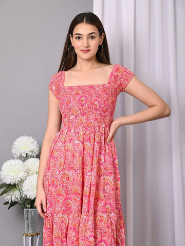 Floral Print Fit & Flare Midi Dress