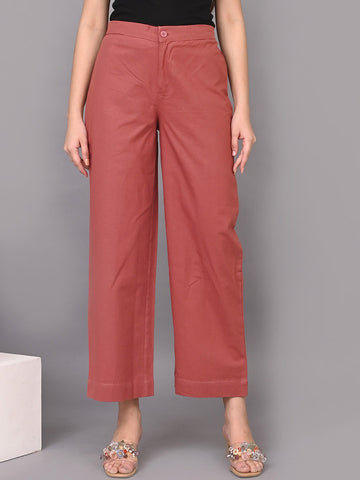 Women Mid Rise Cotton Trousers