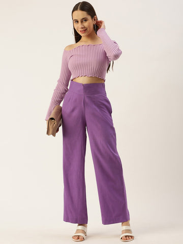 Women Regular Fit High-Rise Trousers