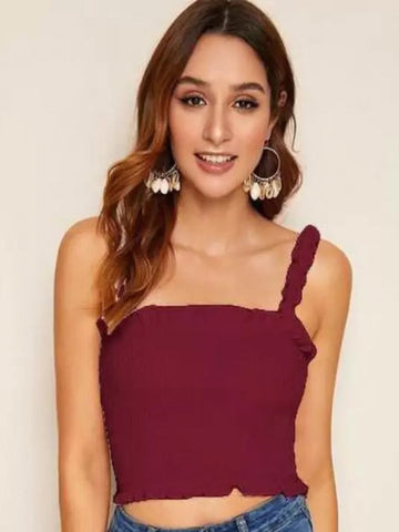 Woman Bobbin Elastic Crop Top