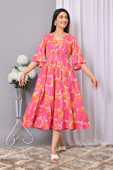 Floral Elegance Rayon Maxi Dress – Printed, Comfortable & Stylish