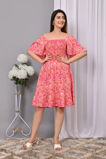 Boho Chic Off-Shoulder Printed Dress – Summer Essential