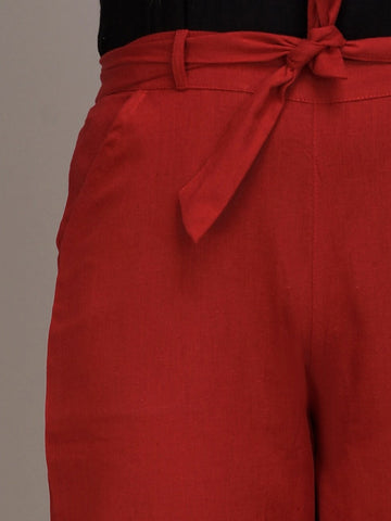 Women Maroon Slim Fit Trousers