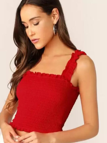 Woman Bobbin Elastic Crop Top