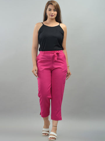 Women Pink Slim Fit Trousers