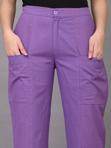 Women Mid Rise Cotton Trousers