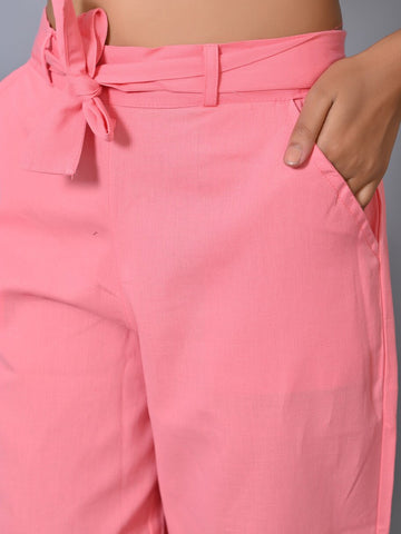 Women Pink Slim Fit Trousers