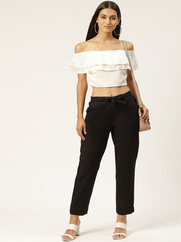 Women Black Slim Fit Trousers