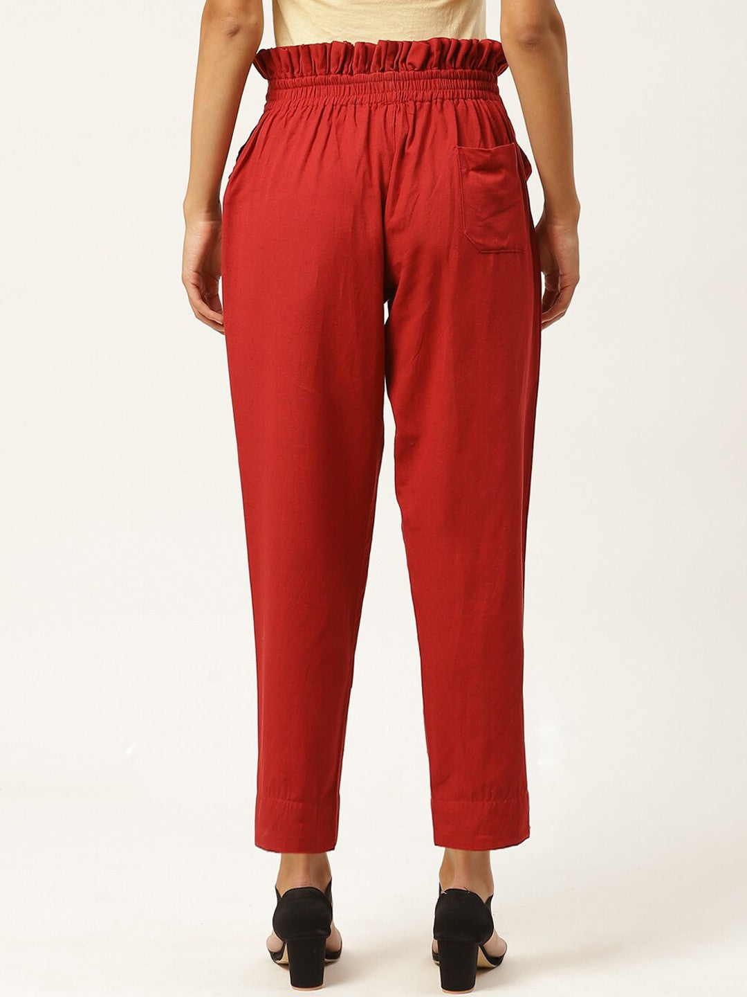 Women Maroon Slim Fit Trousers