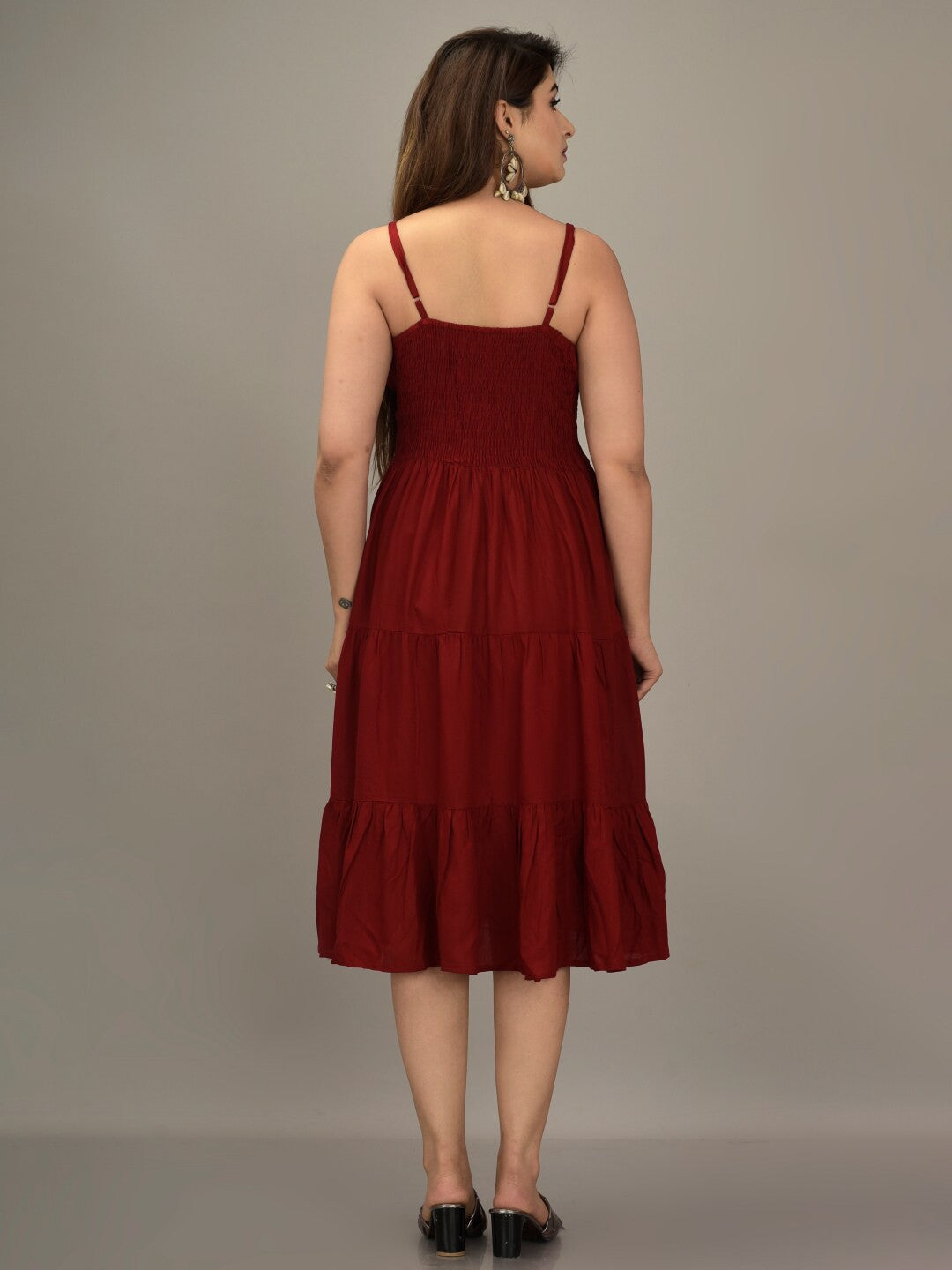 Maroon Midi Dress