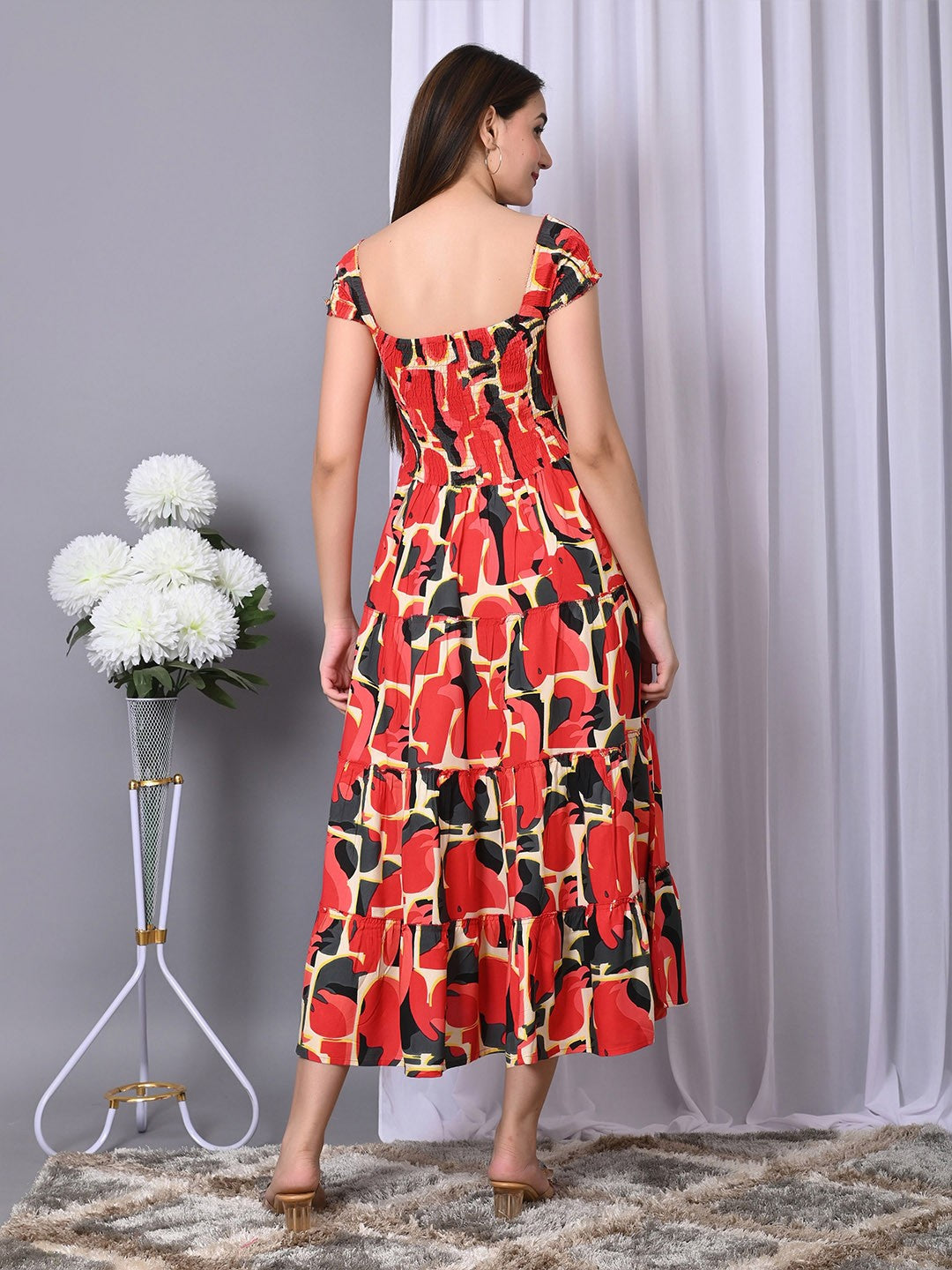 Floral Print Fit & Flare Midi Dress