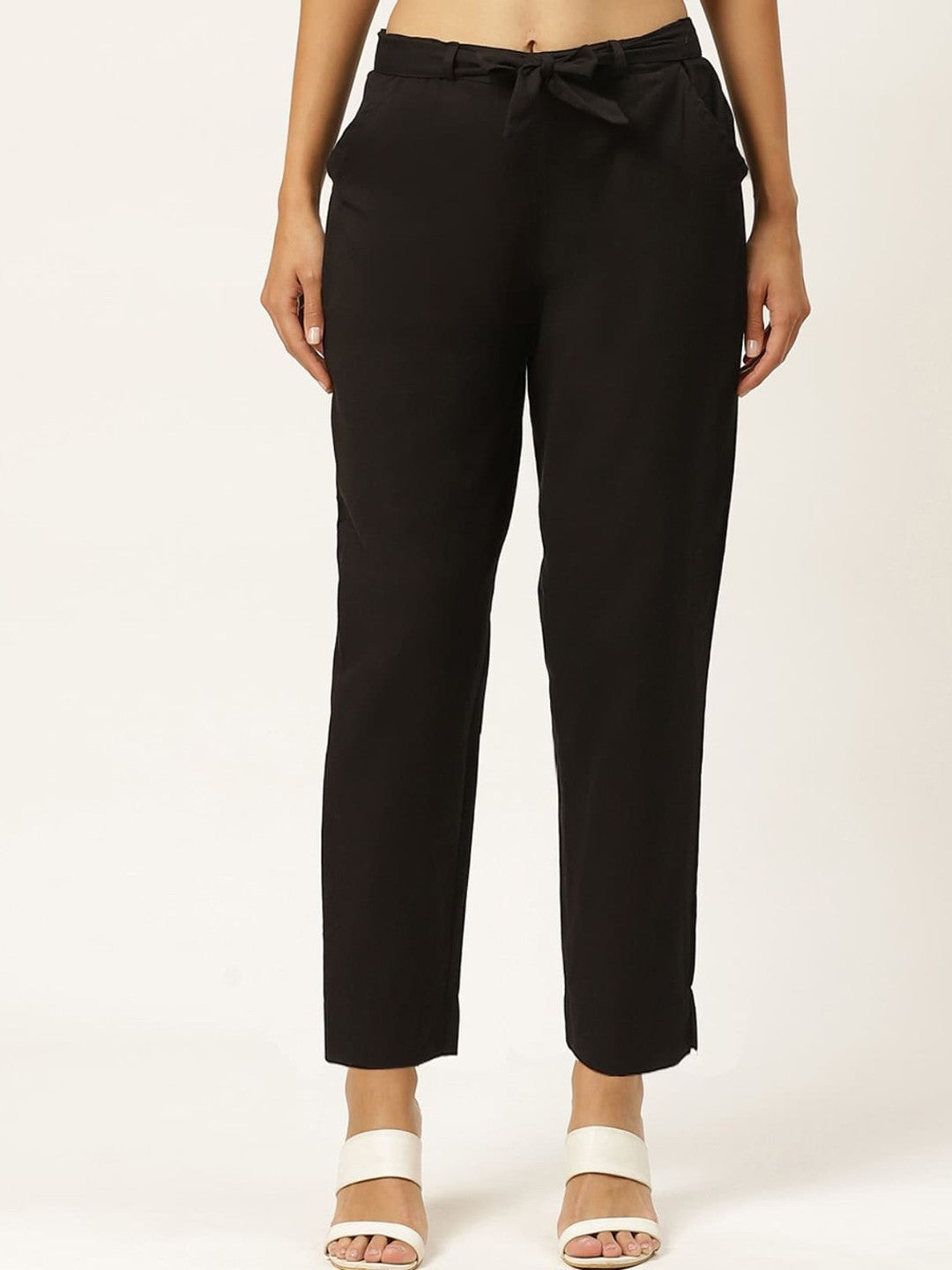 Women Black Slim Fit Trousers