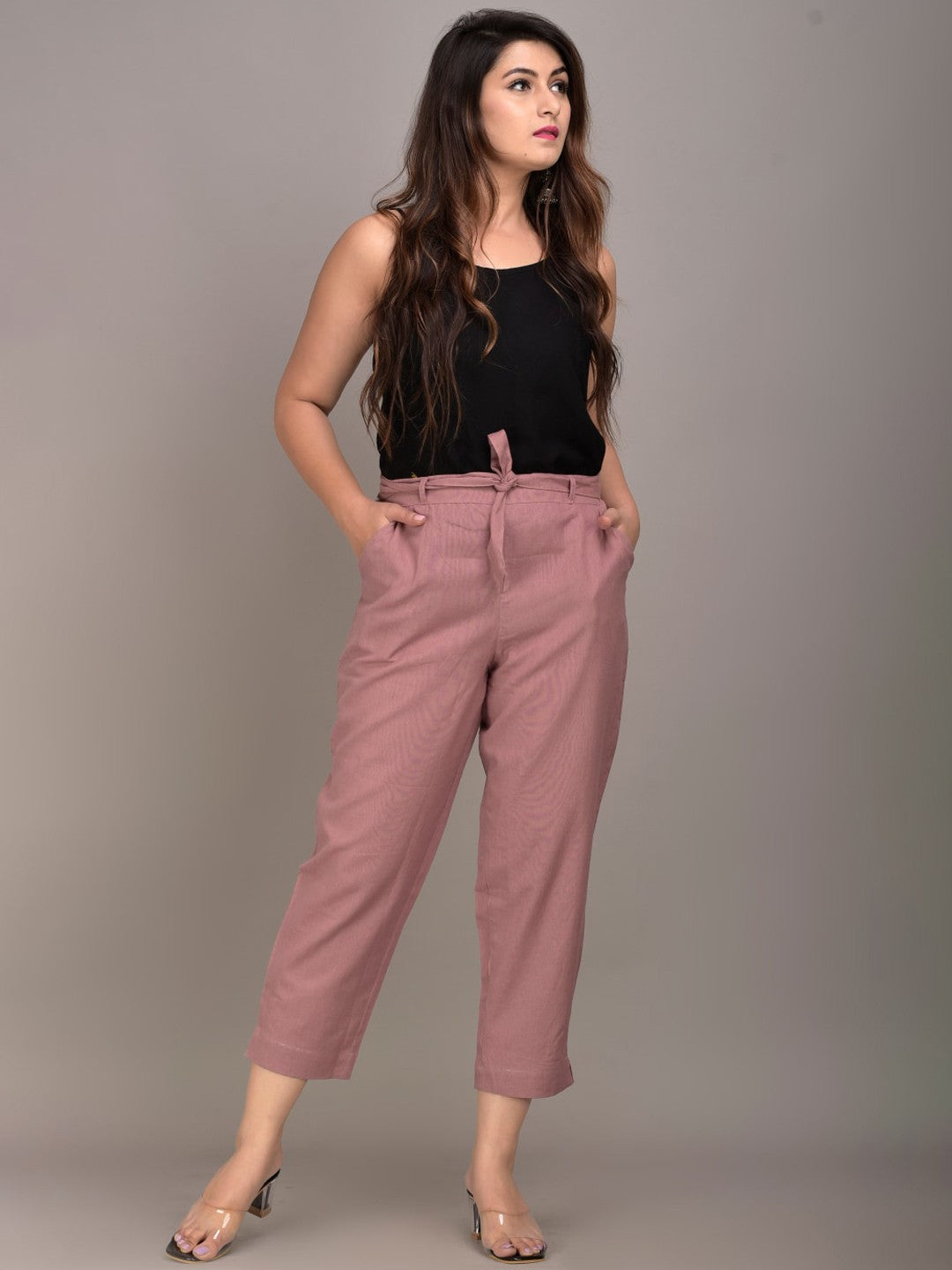 Women Orange Slim Fit Trousers