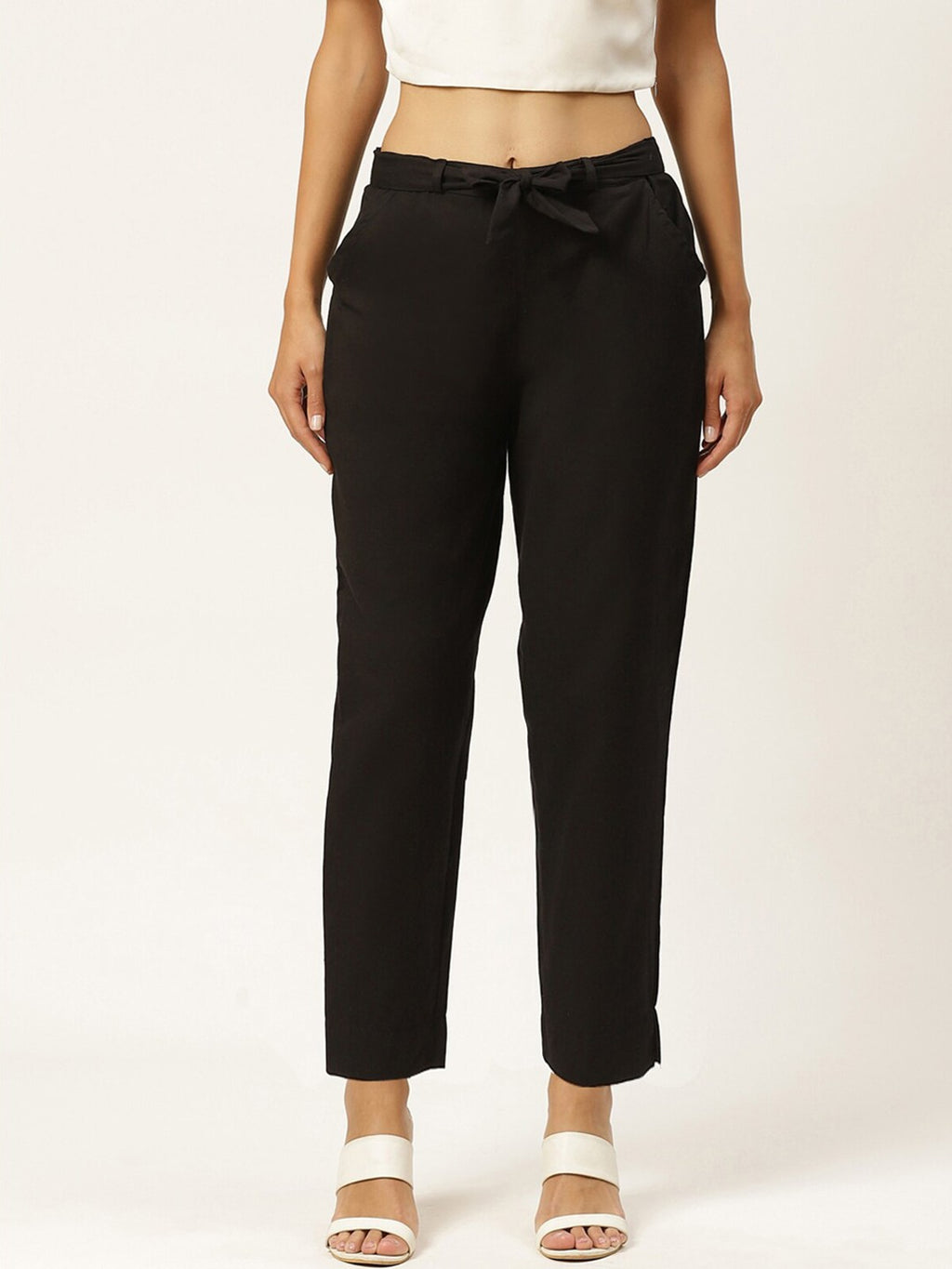 Women Black Slim Fit Trousers