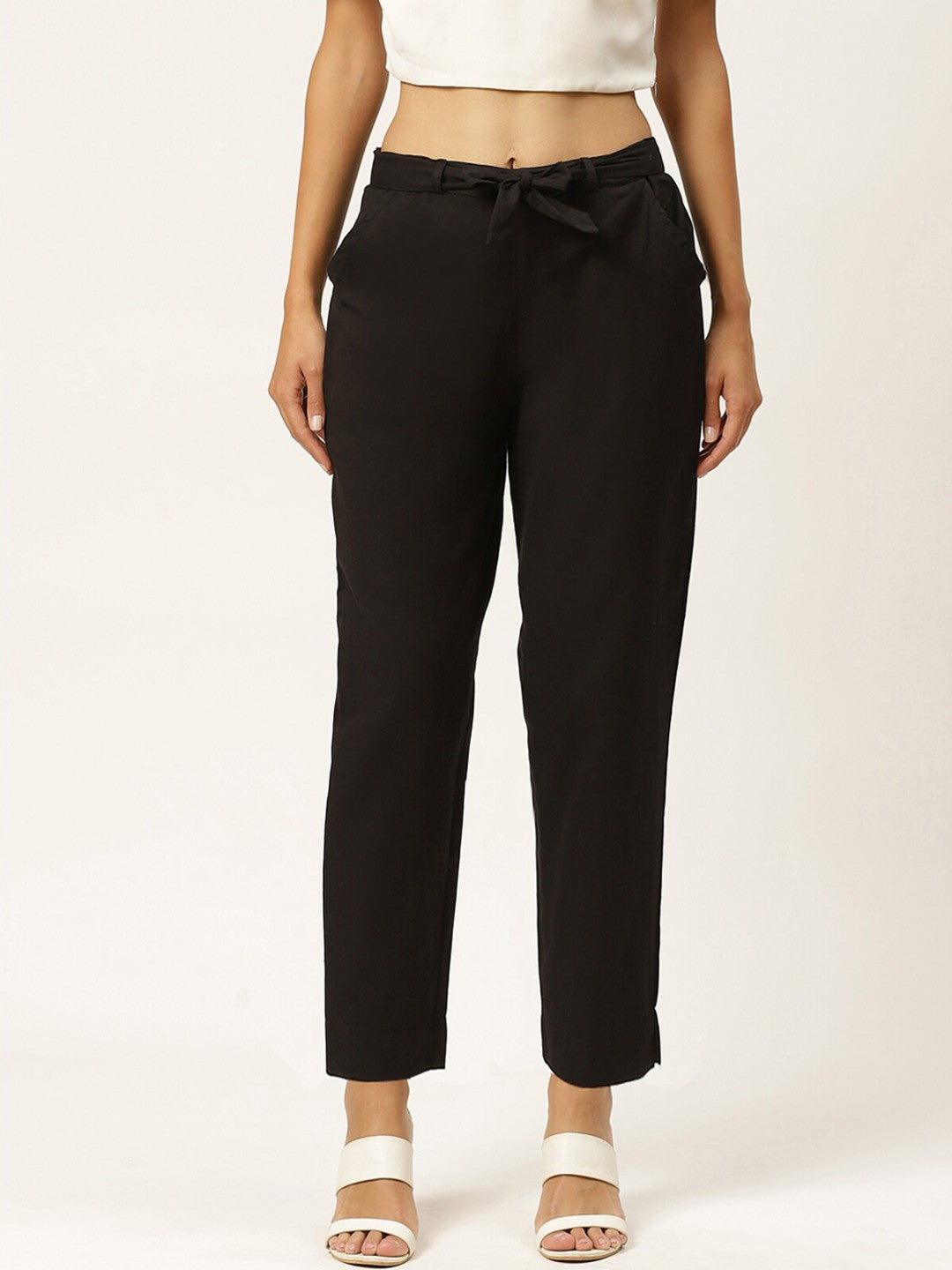 Women Black Slim Fit Trousers