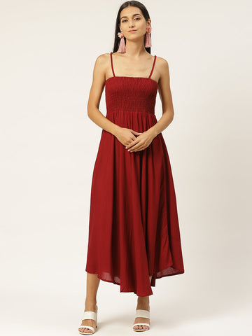 Women Empire Waist Maroon Dress