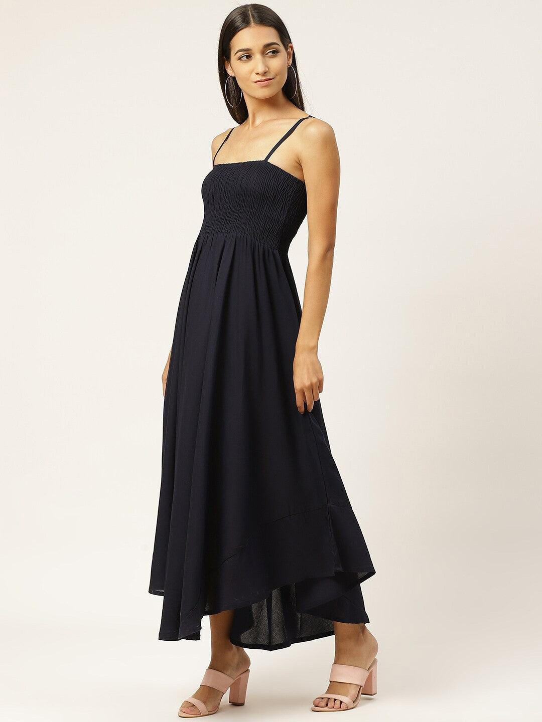 Fit and Flare Shoulder Straps Sleeveless Midi Dress