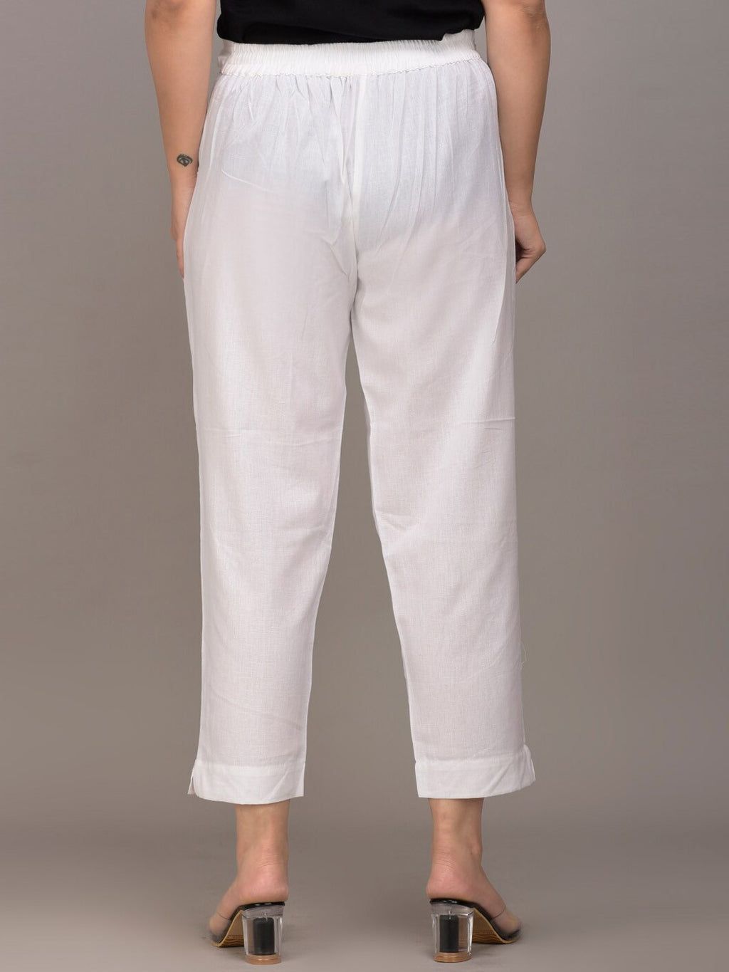 Women White Slim Fit Trousers