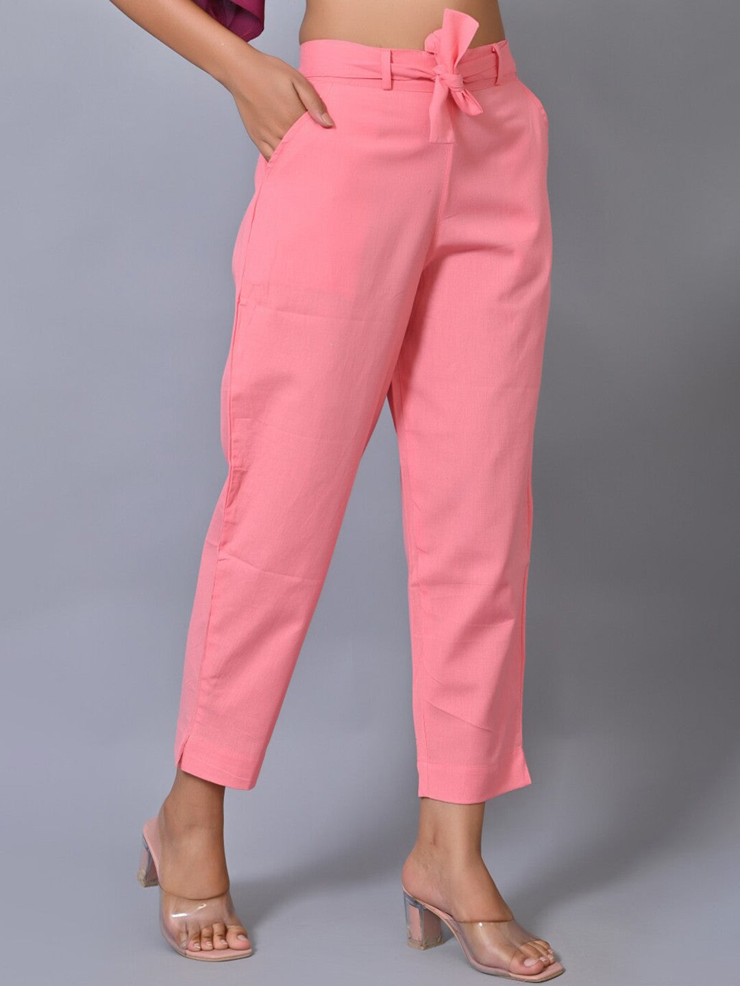 Women Pink Slim Fit Trousers