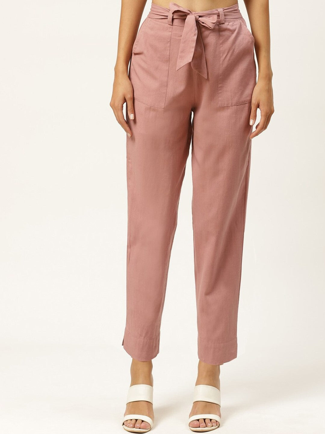 Women Orange Slim Fit Trousers