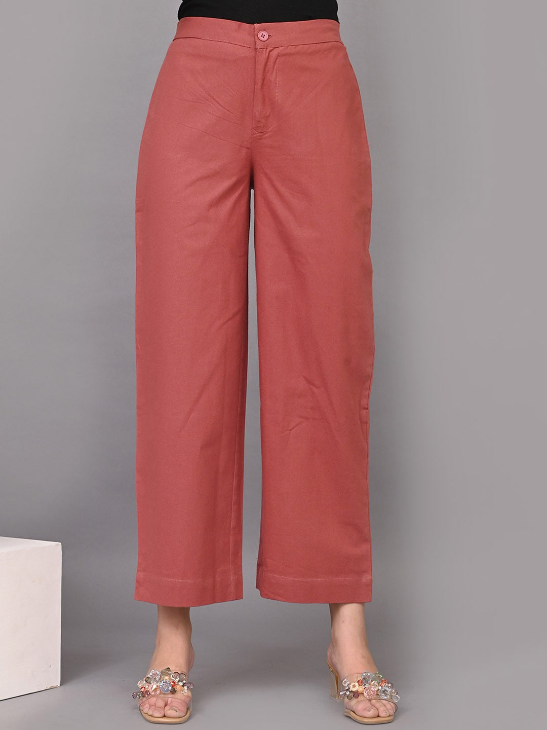 Women Mid Rise Cotton Trousers