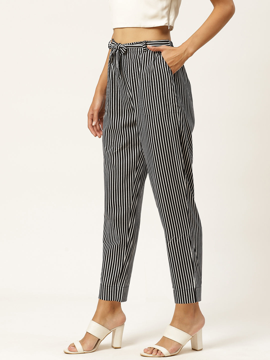 Women Regular Fit Black Viscose Rayon Trousers