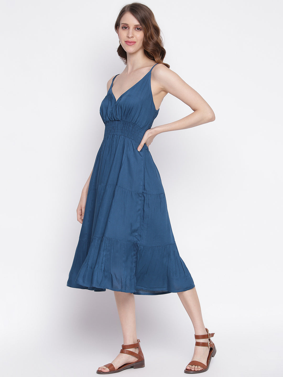 Women Fit and Flare Blue Dress