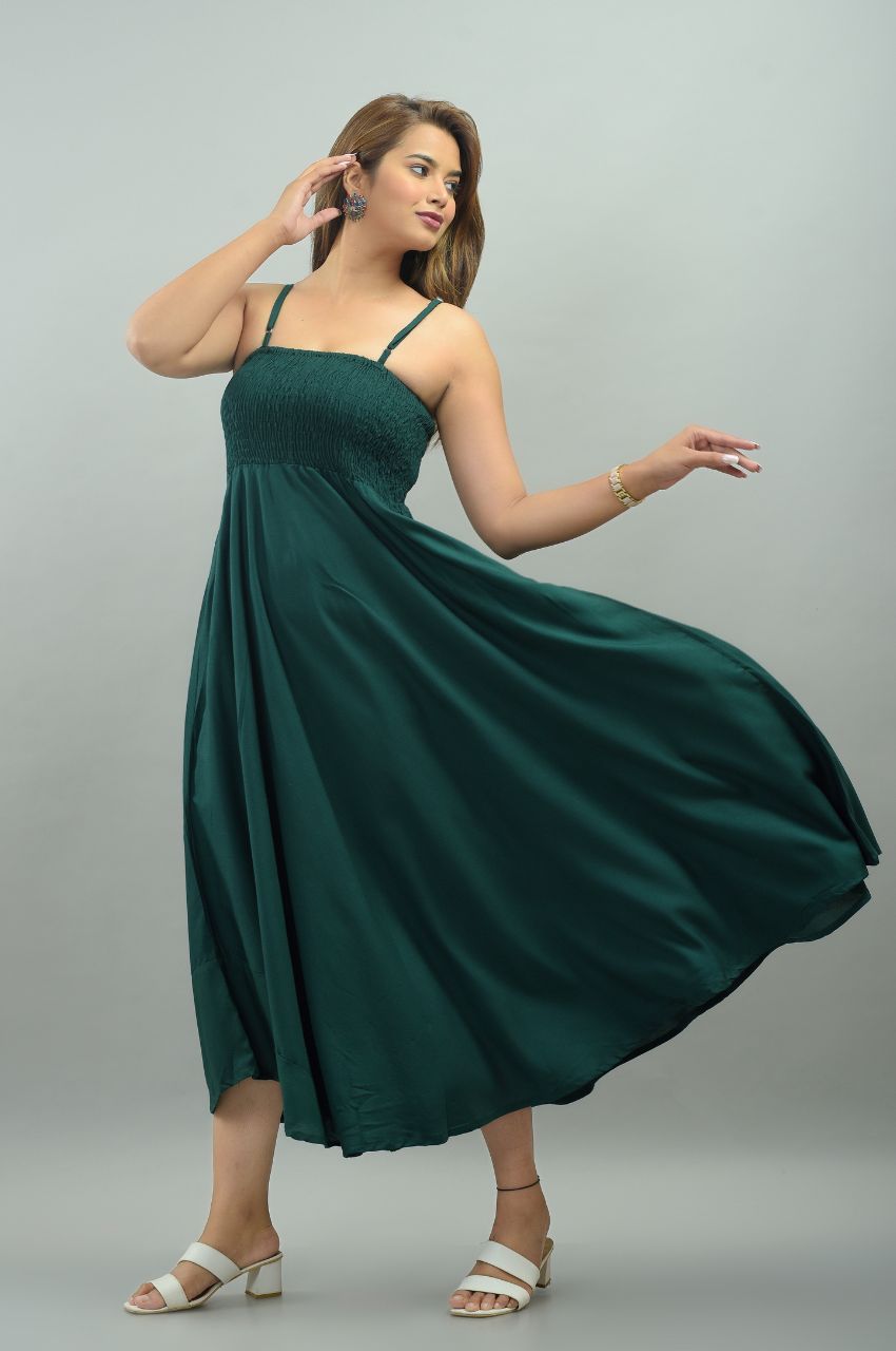 Women Fit and Flare Green Dress
