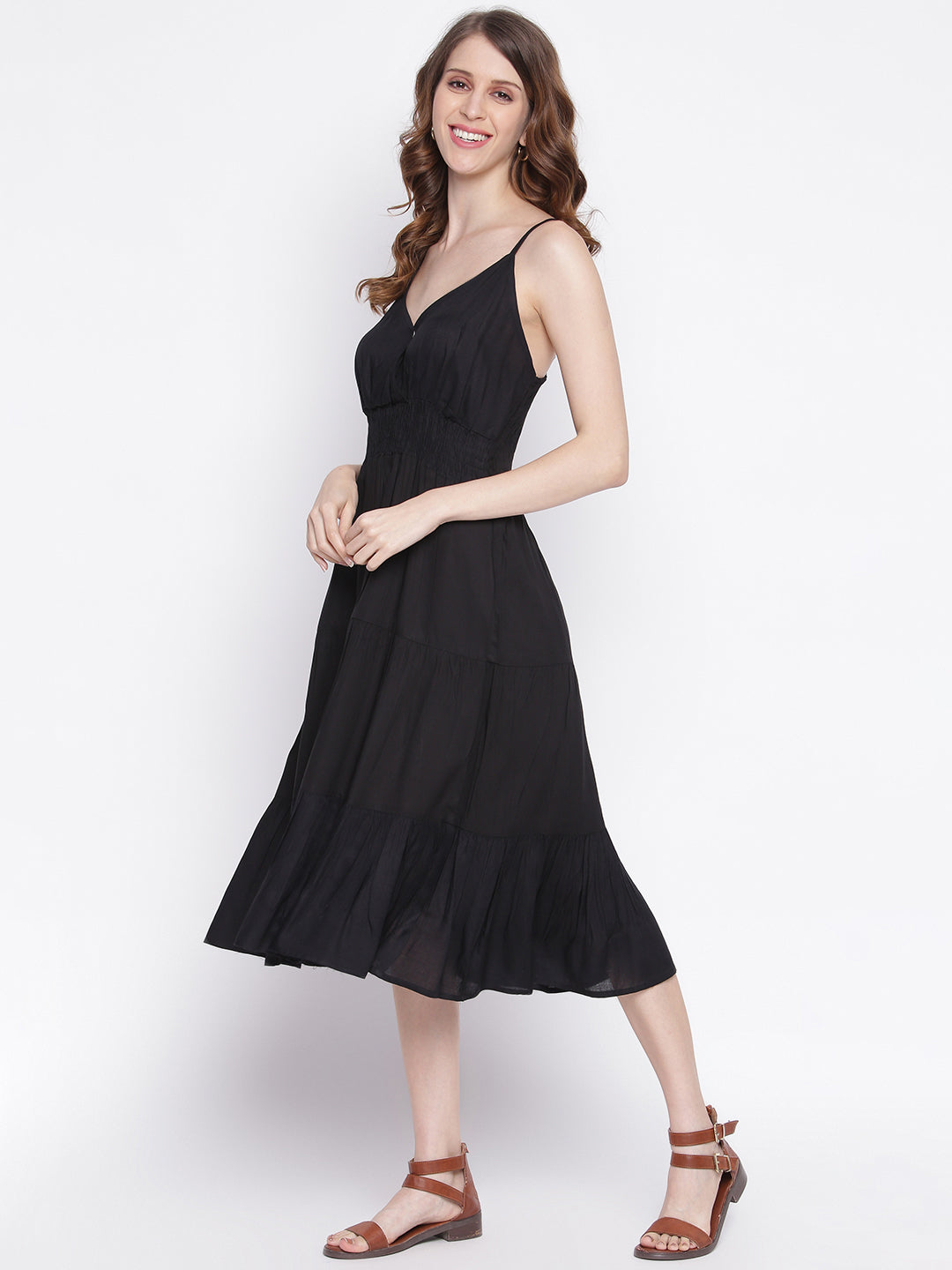 Women Fit and Flare Black Dress