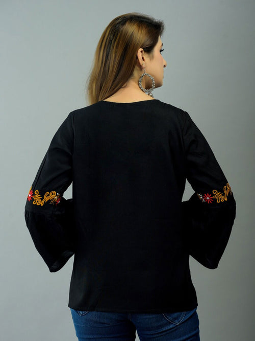 Black Keyhole Neck Top