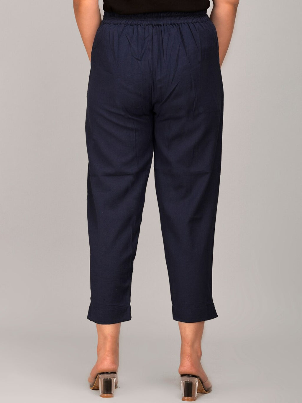 Women Navy Blue Slim Fit Trousers