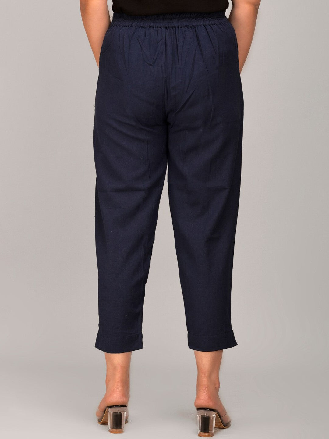 Women Navy Blue Slim Fit Trousers