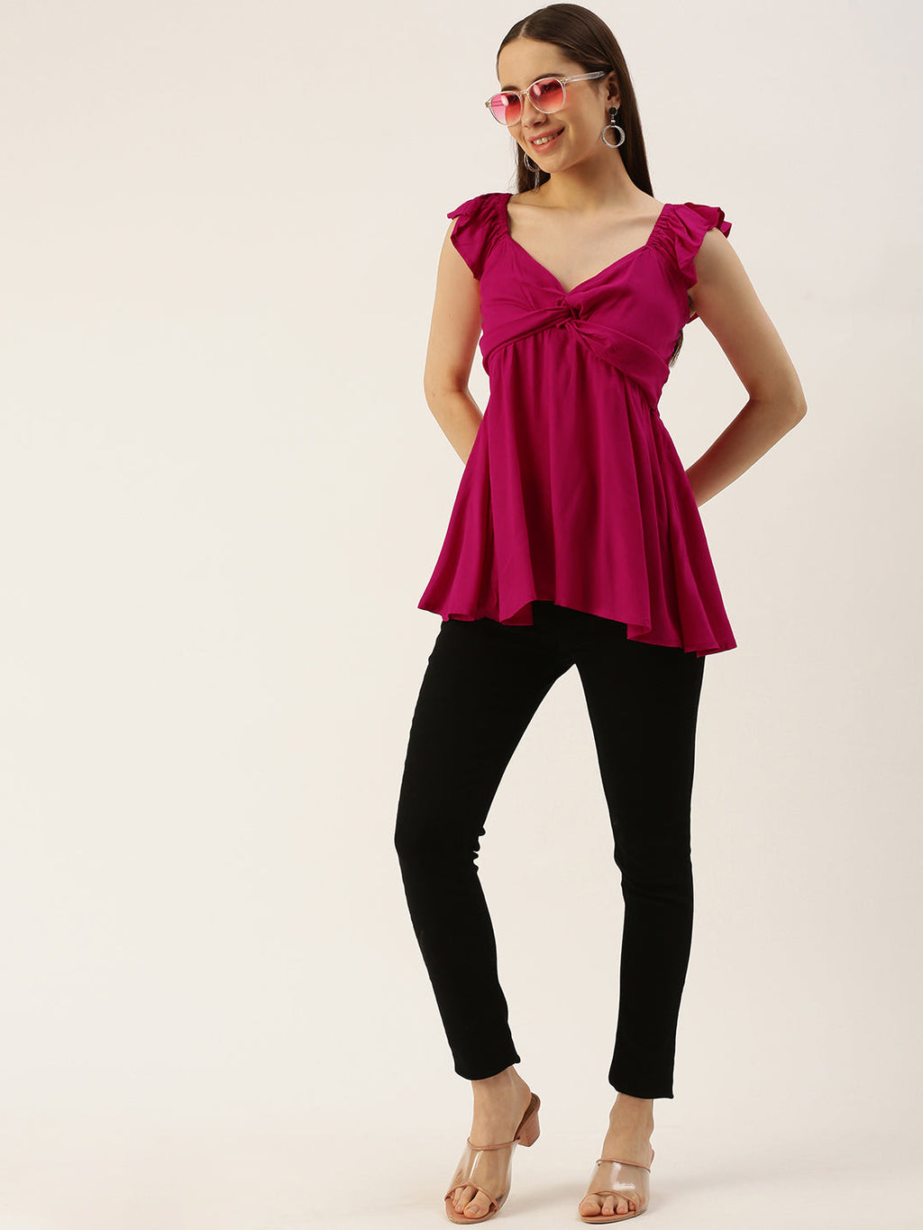 Casual Sleeveless Printed Women PINK Top
