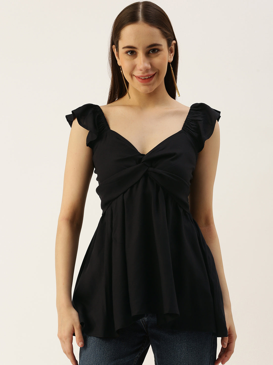 Casual Sleeveless Printed Women BLACK Top