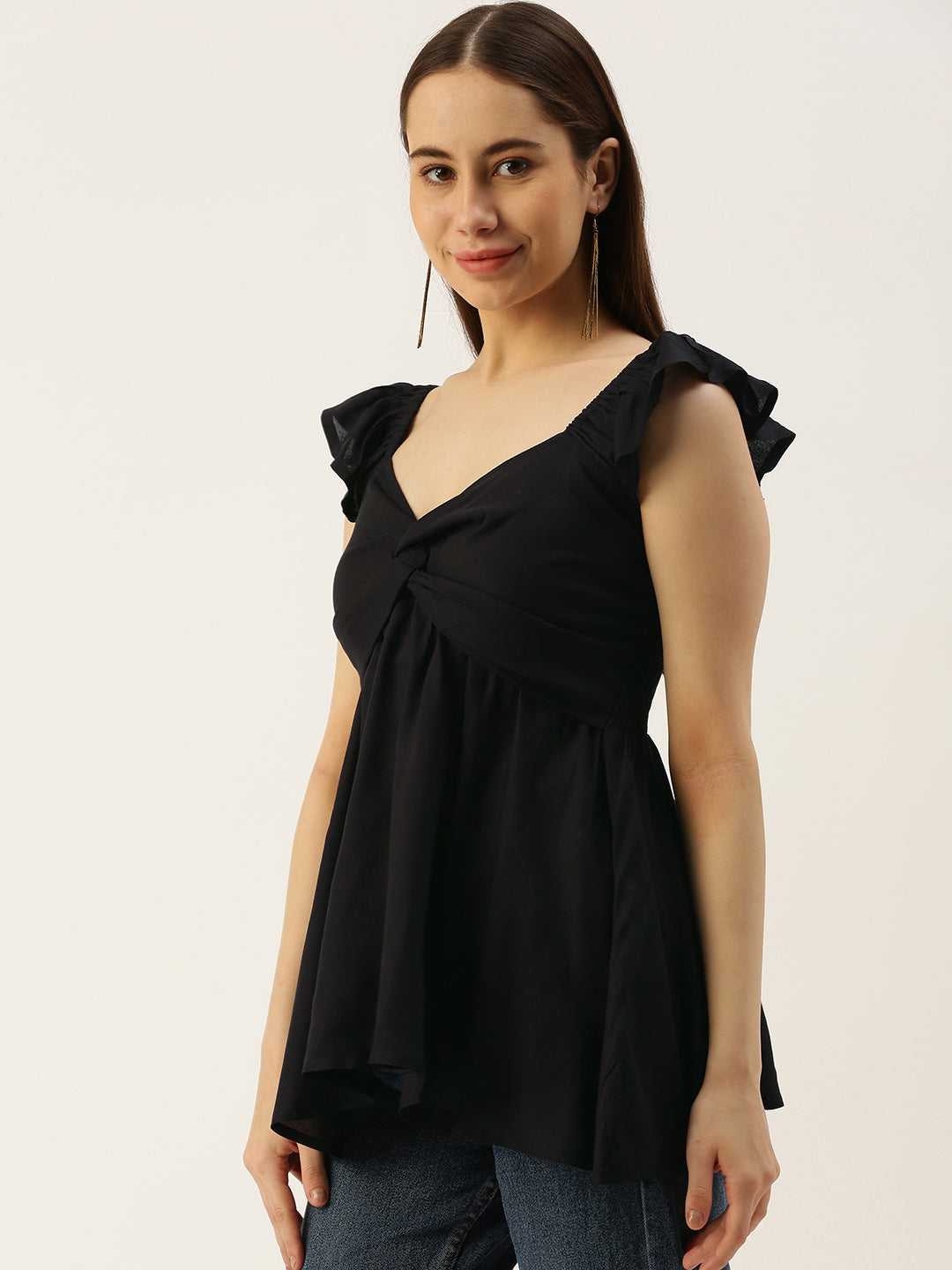 Casual Sleeveless Printed Women BLACK Top