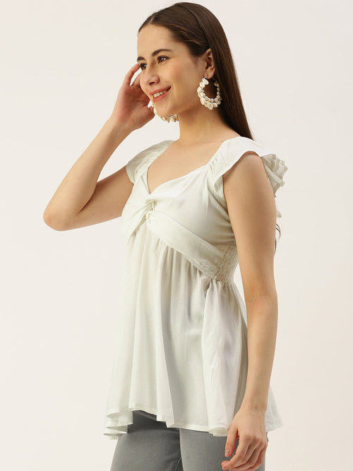 Casual Sleeveless Printed Women WHITE Top