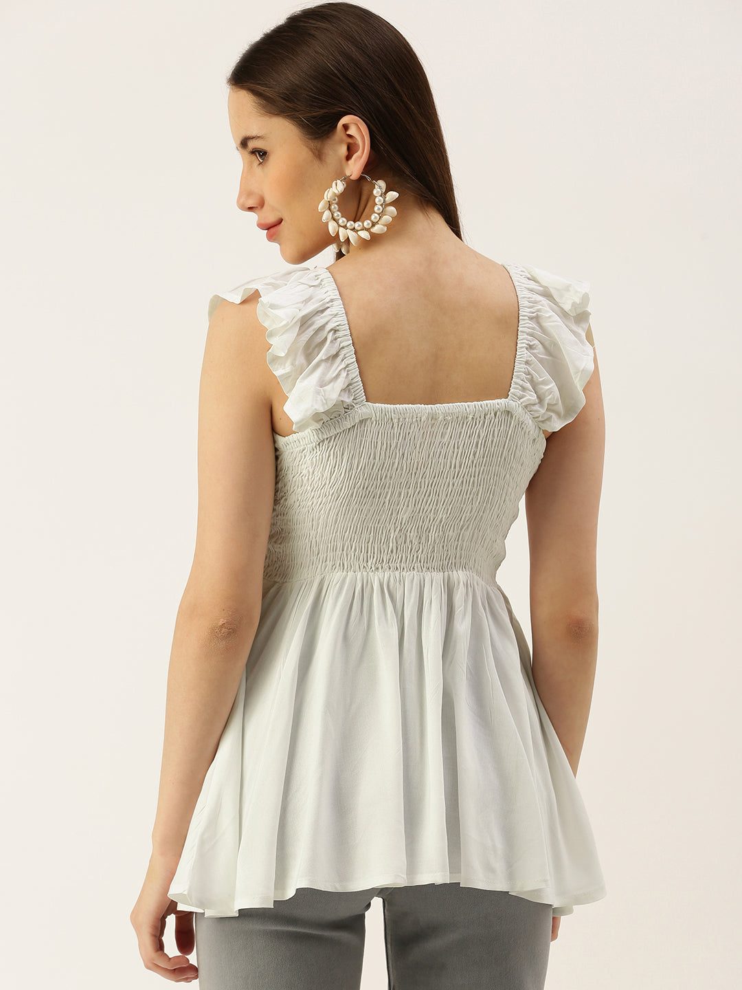Casual Sleeveless Printed Women WHITE Top