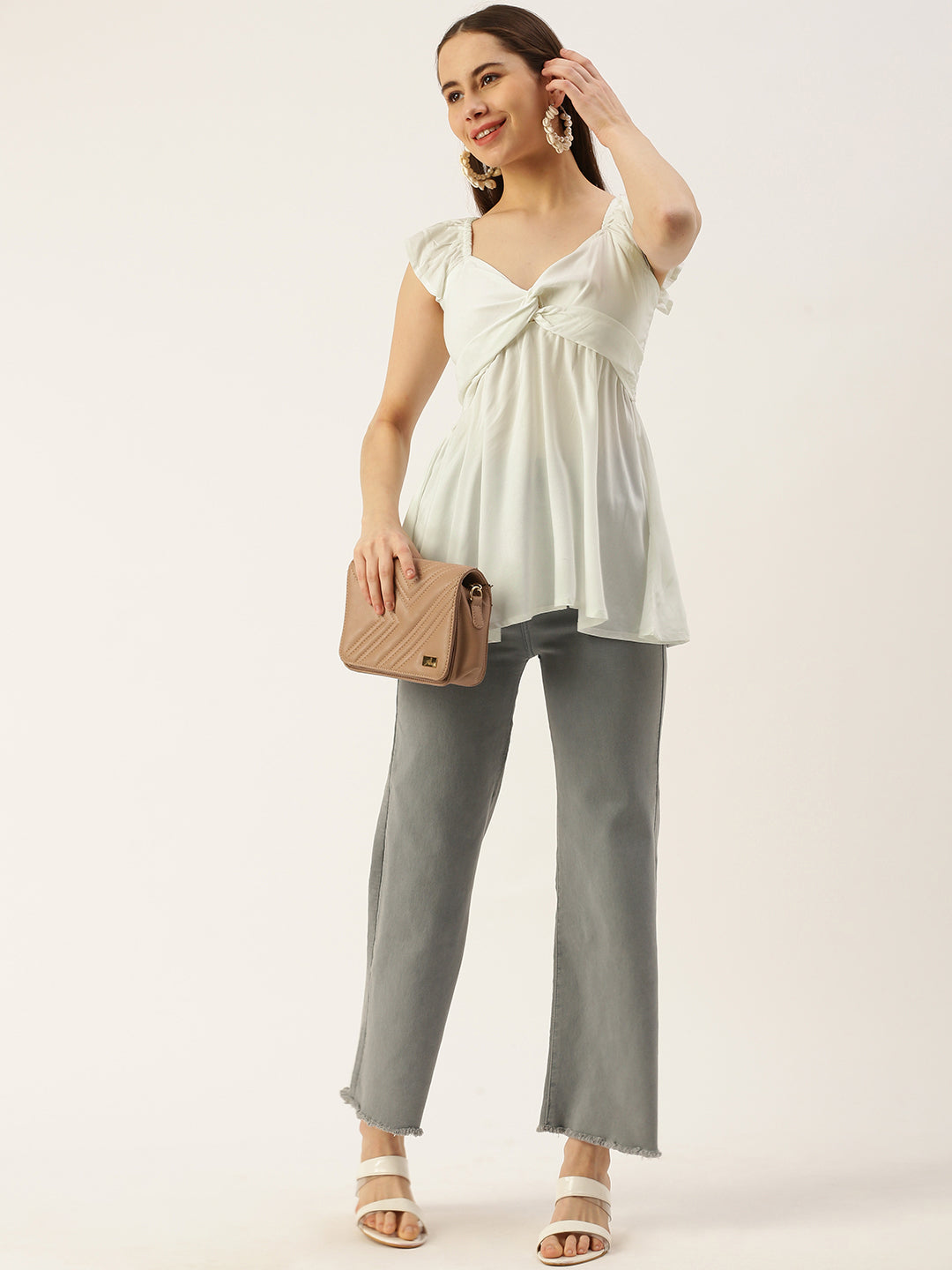 Casual Sleeveless Printed Women WHITE Top
